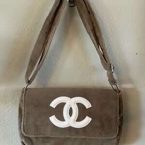 Chanel Tan Pile Fabric Shoulder Bag